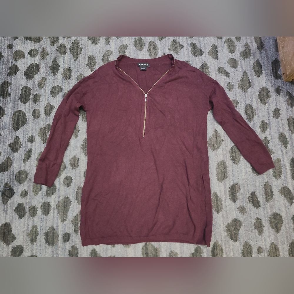 Trouvé Burgundy Half Zip Tunic sz S